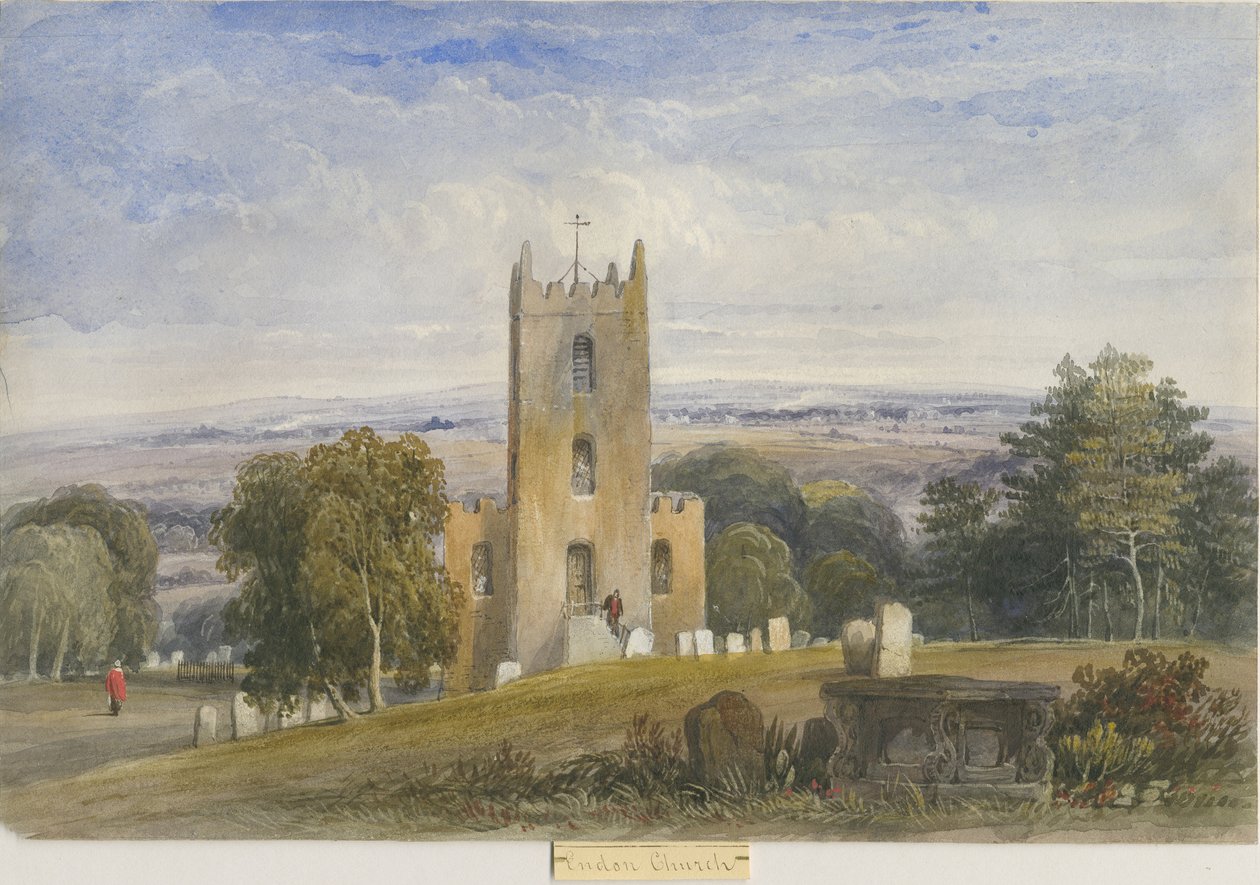 Endon Church: malba akvarelem a [c 1830-1840] (malba) od Lewis John Wood