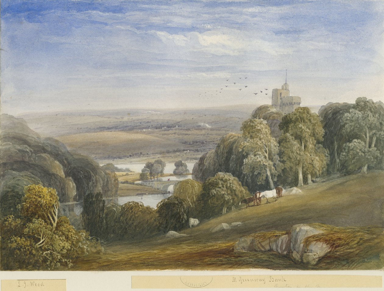 Greenway Bank - Lake: malba akvarelem a [c 1830-1840] od Lewis John Wood