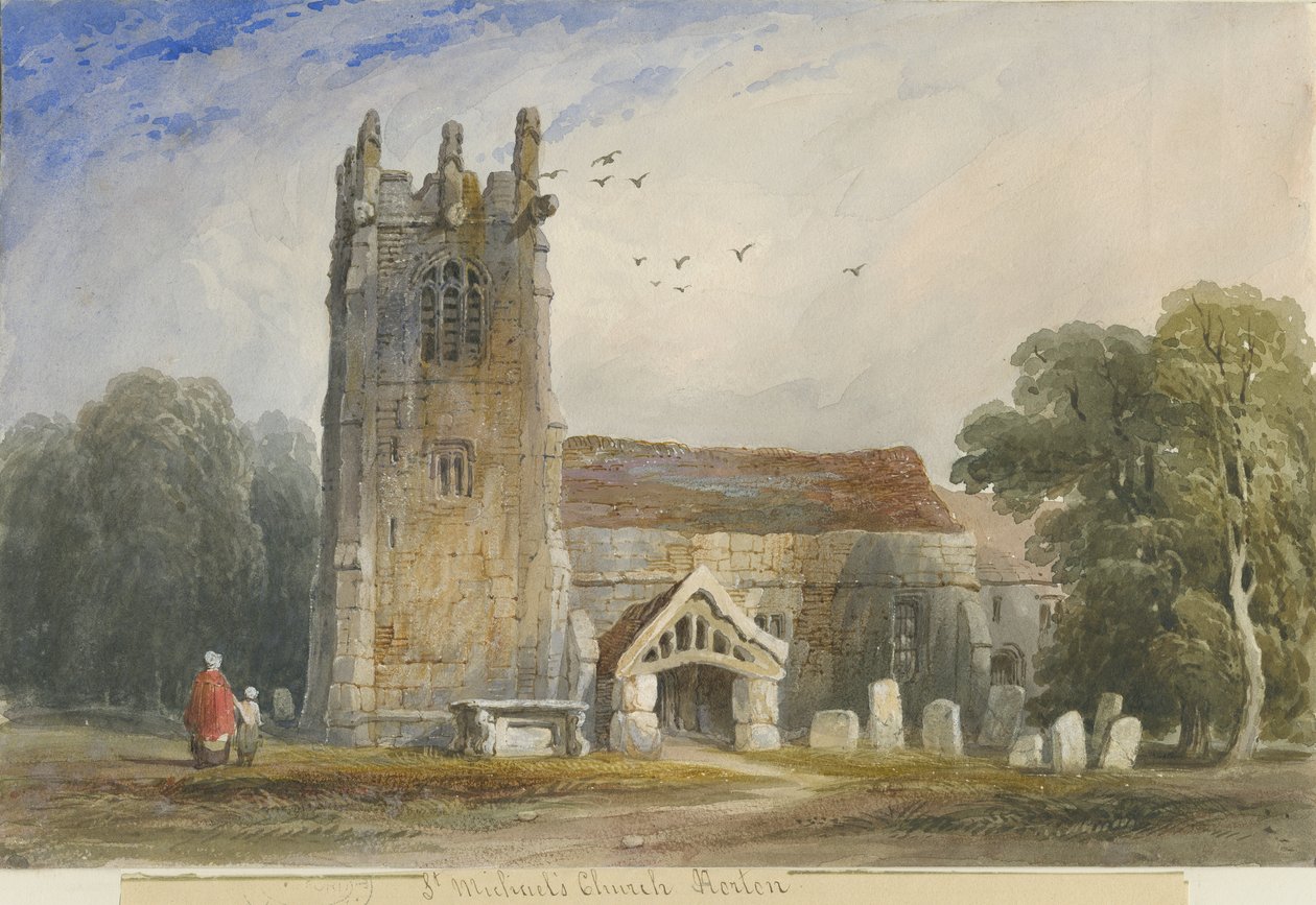Horton Church: malba vodovými barvami, nd [c1840] od Lewis John Wood