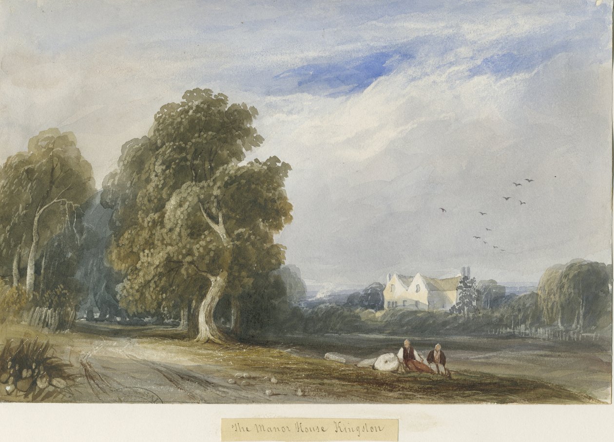 Kingstone - The Manor House: malba akvarelem a [c 1830-1840] od Lewis John Wood