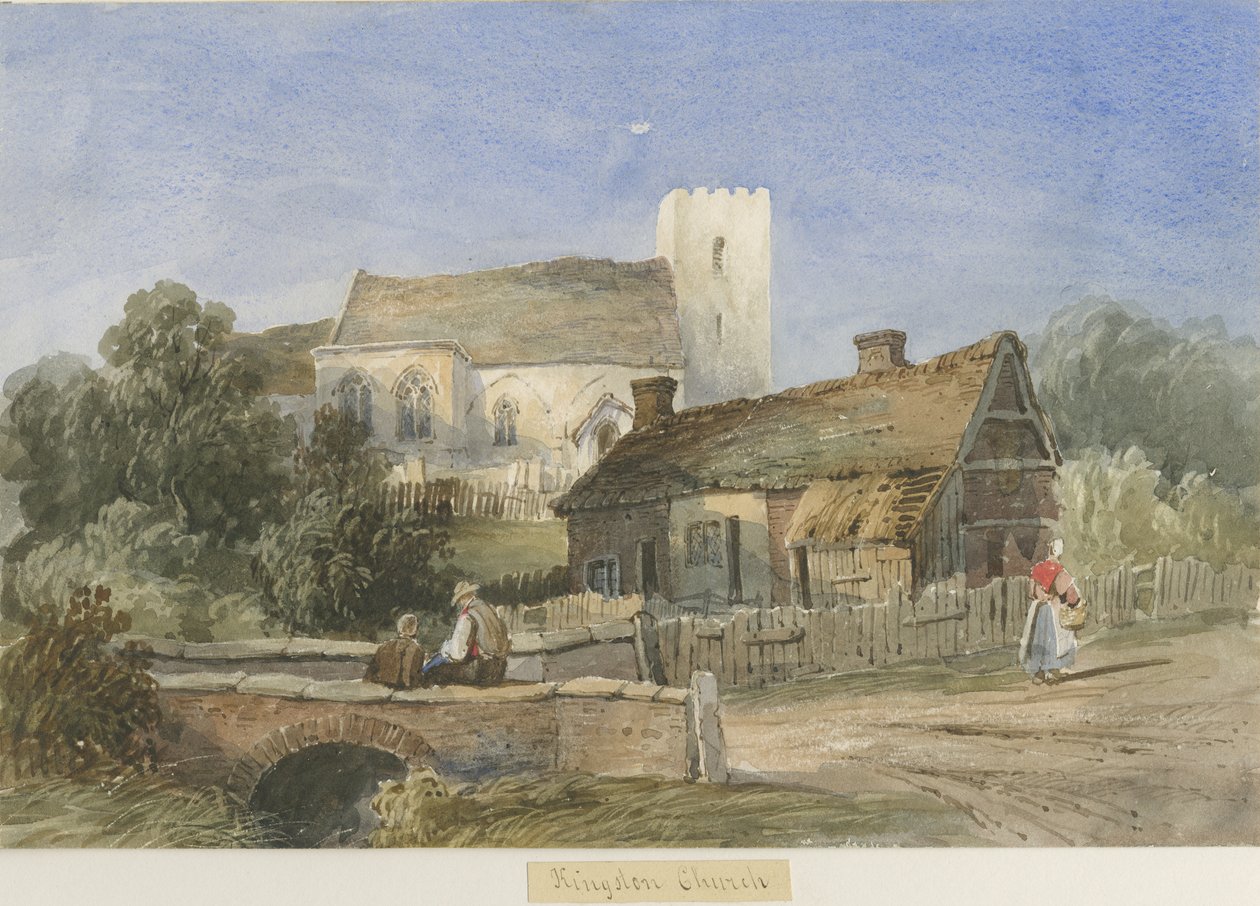 Kingstone Church: malba akvarelem a [c 1830-1840] od Lewis John Wood