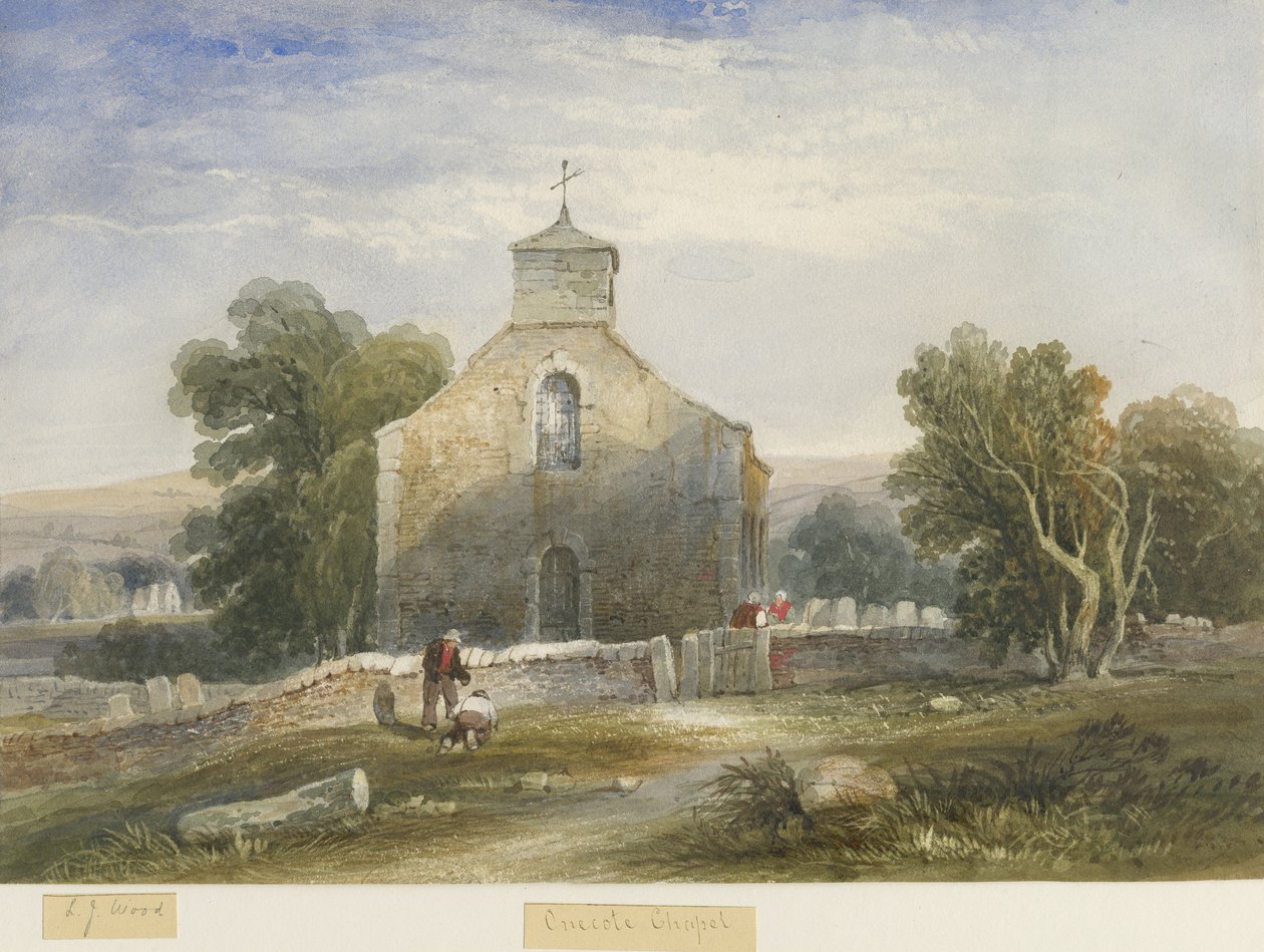 Onecote Church: malba akvarelem a [c 1830-1840] od Lewis John Wood