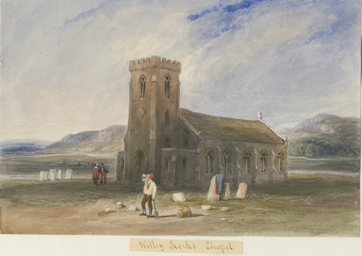 Wetley Rocks - Chapel: malba akvarelem a [c 1830-1840] od Lewis John Wood