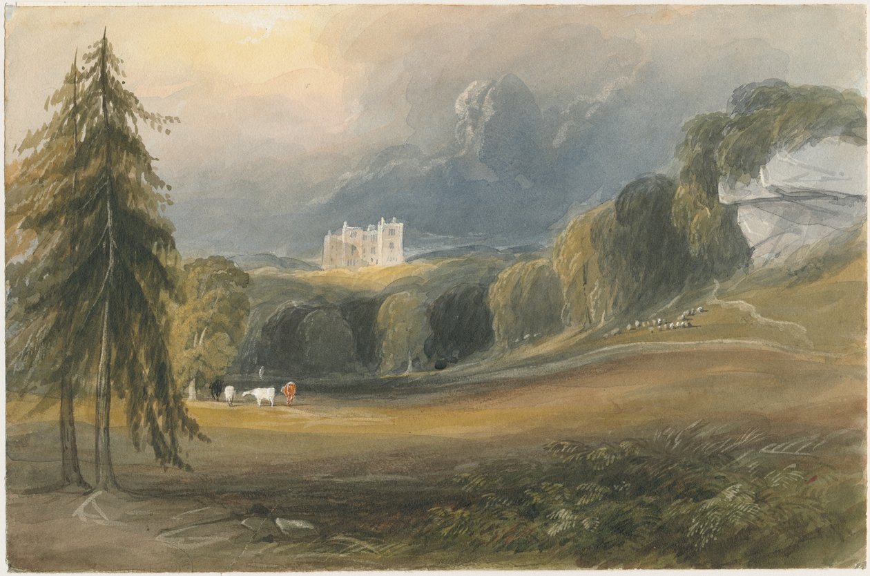 Wootton Lodge: malba akvarelem a [c 1830-1840] od Lewis John Wood