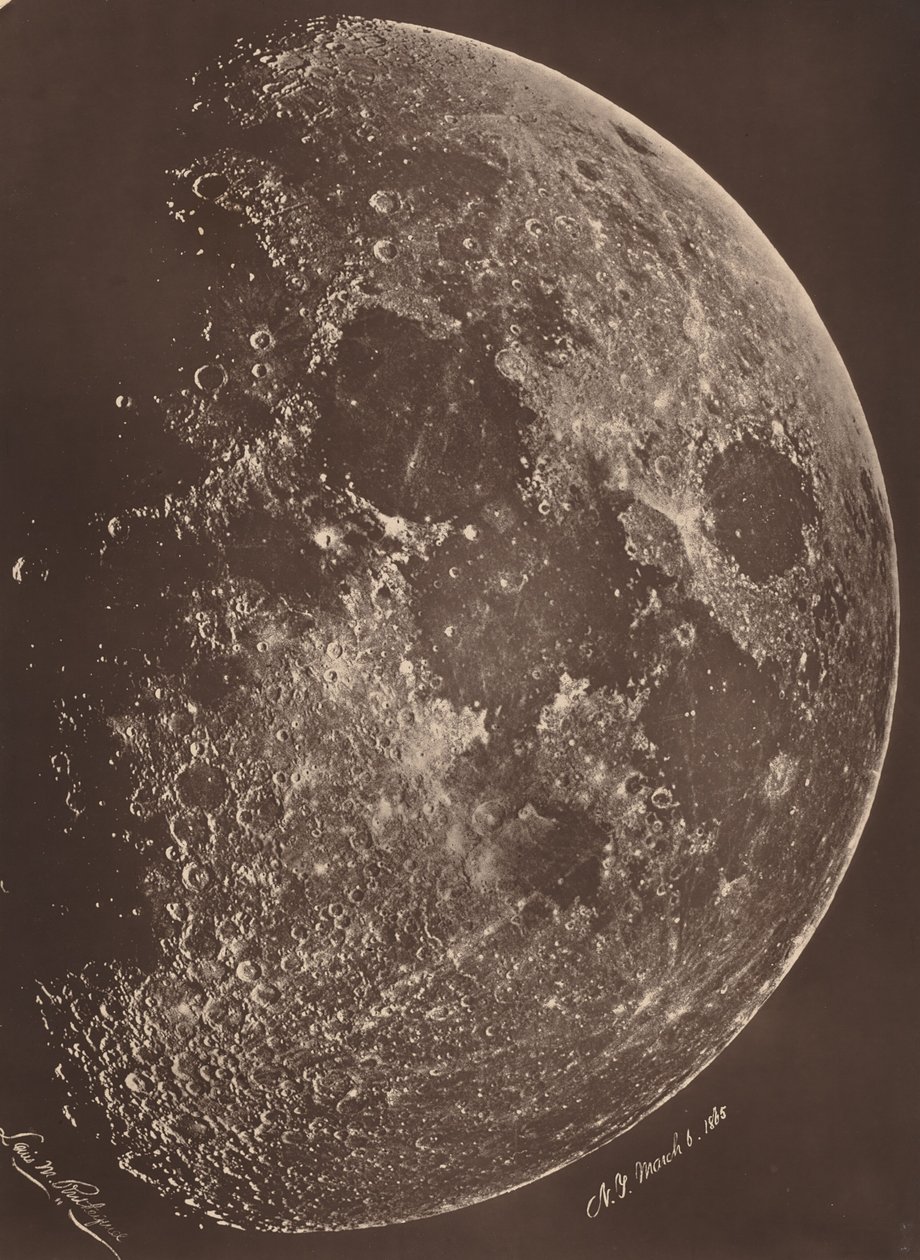 Fotografie Měsíce v první čtvrti,6. března od Lewis Morris Rutherfurd