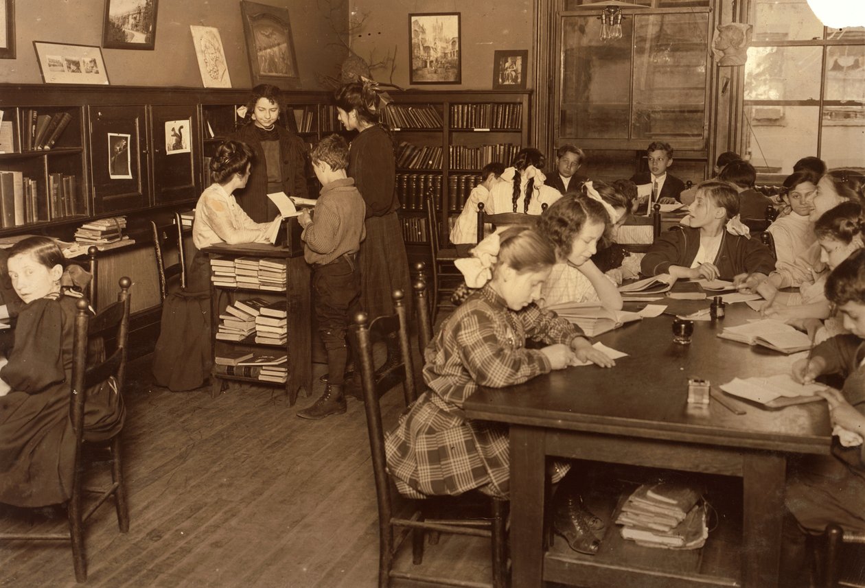 Knihovna, Henry Street Settlement, New York City od Lewis Wickes Hine