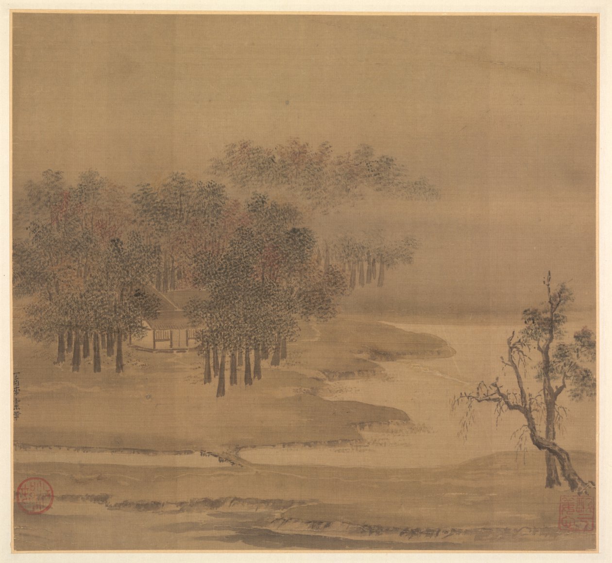 Chaty v Misty Grove na podzim od Li Anzhong