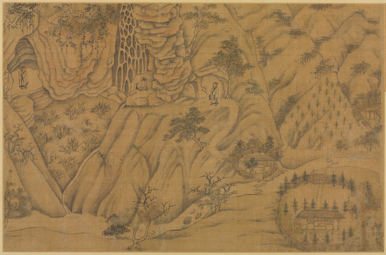 Obydlí v Longmian Sleeping Dragon Mountains, 1100-1200. od Li Gonglin