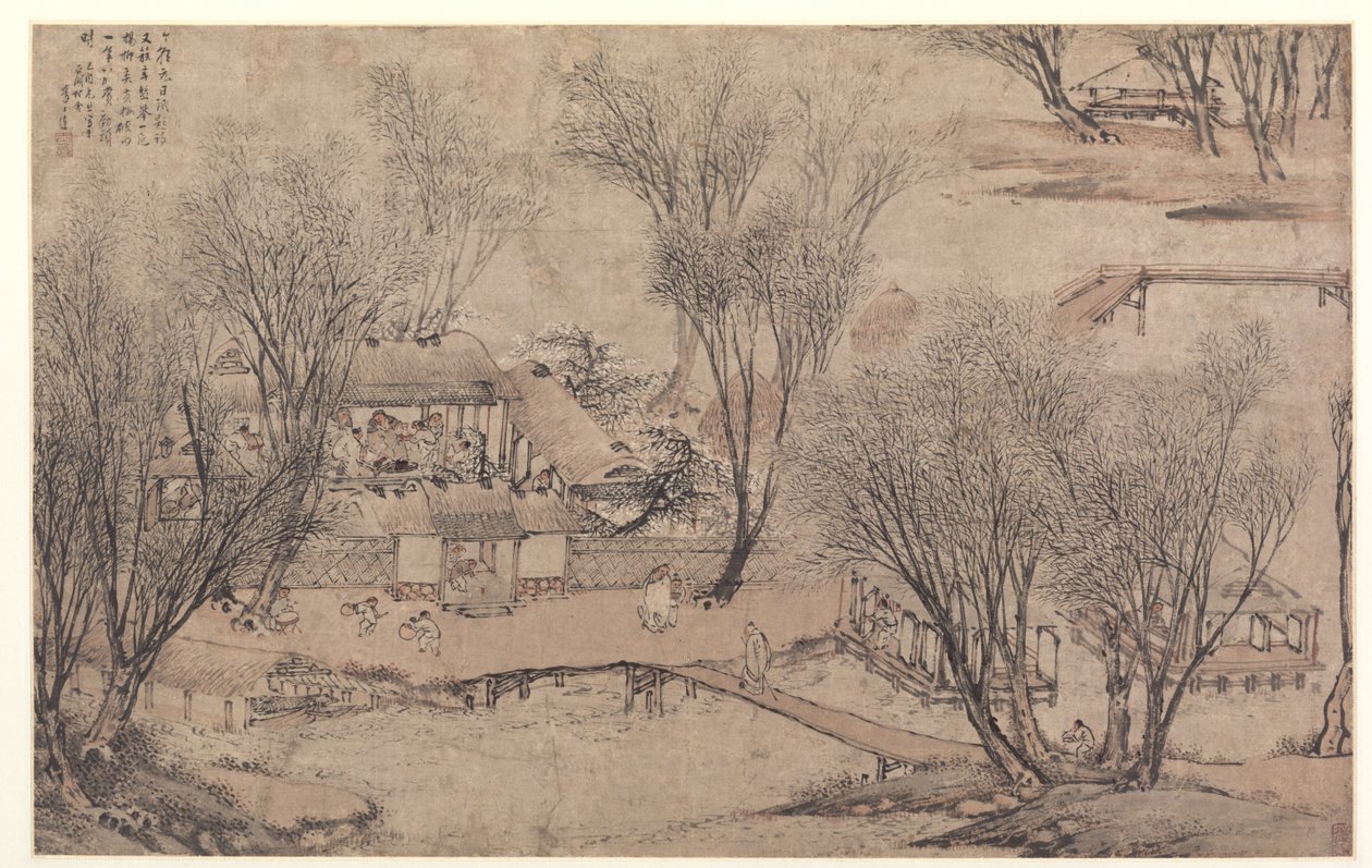 Nový rok ve vesnici u Kamenného jezera, 1609. od Li Shida