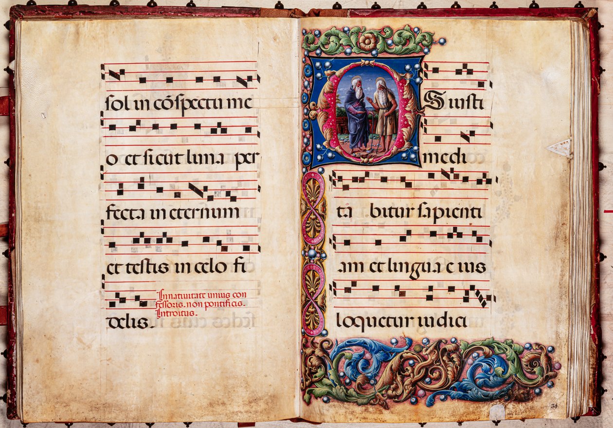 Knihovna Piccolomini: sborová kniha, treska. 17,2, násl. 30v-31r s „Dva poustevnickými svatými“, od Liberale da Verona (asi 1445 - 1527/9). od Liberale da Verona