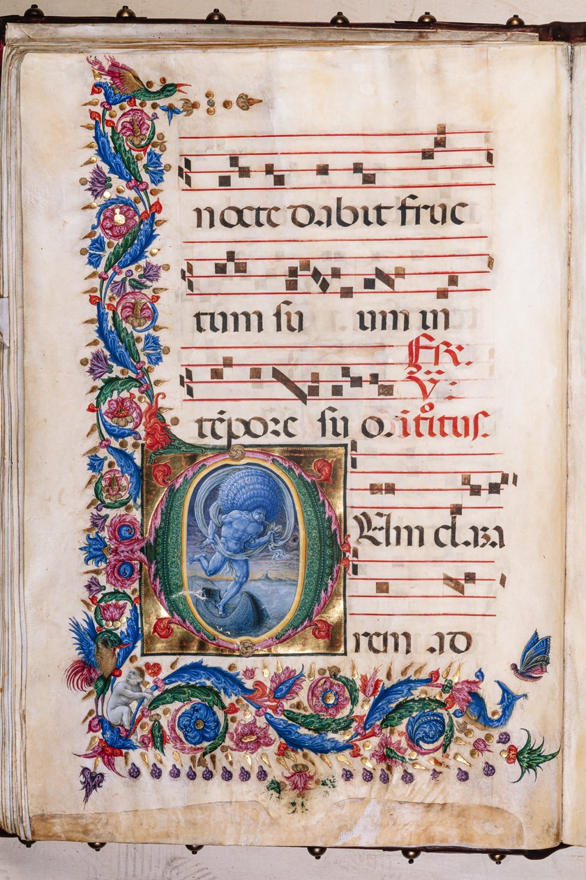 Knihovna Piccolomini: sborová kniha, treska. 20,5, násl. 36v s „Aeolus“, od Liberale da Verona (asi 1445 - 1527/9). od Liberale da Verona