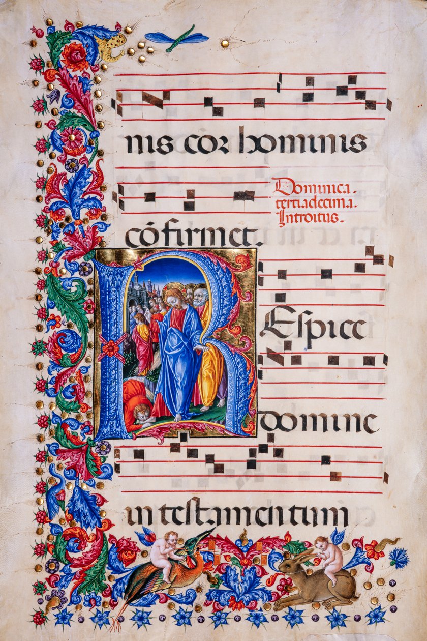 Knihovna Piccolomini: sborová kniha, treska. 24,9, násl. 67v s „Uzdravením malomocného“, od Liberale da Verona (asi 1445 - 1527/9). od Liberale da Verona