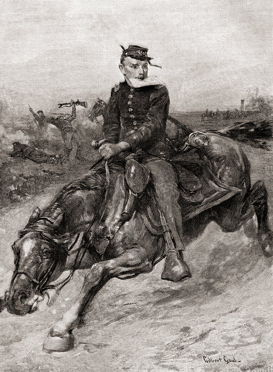 Dispečerský jezdec během americké občanské války, z The Century Magazine, publikoval 1887 (rytina) od Unbekannt Unbekannt