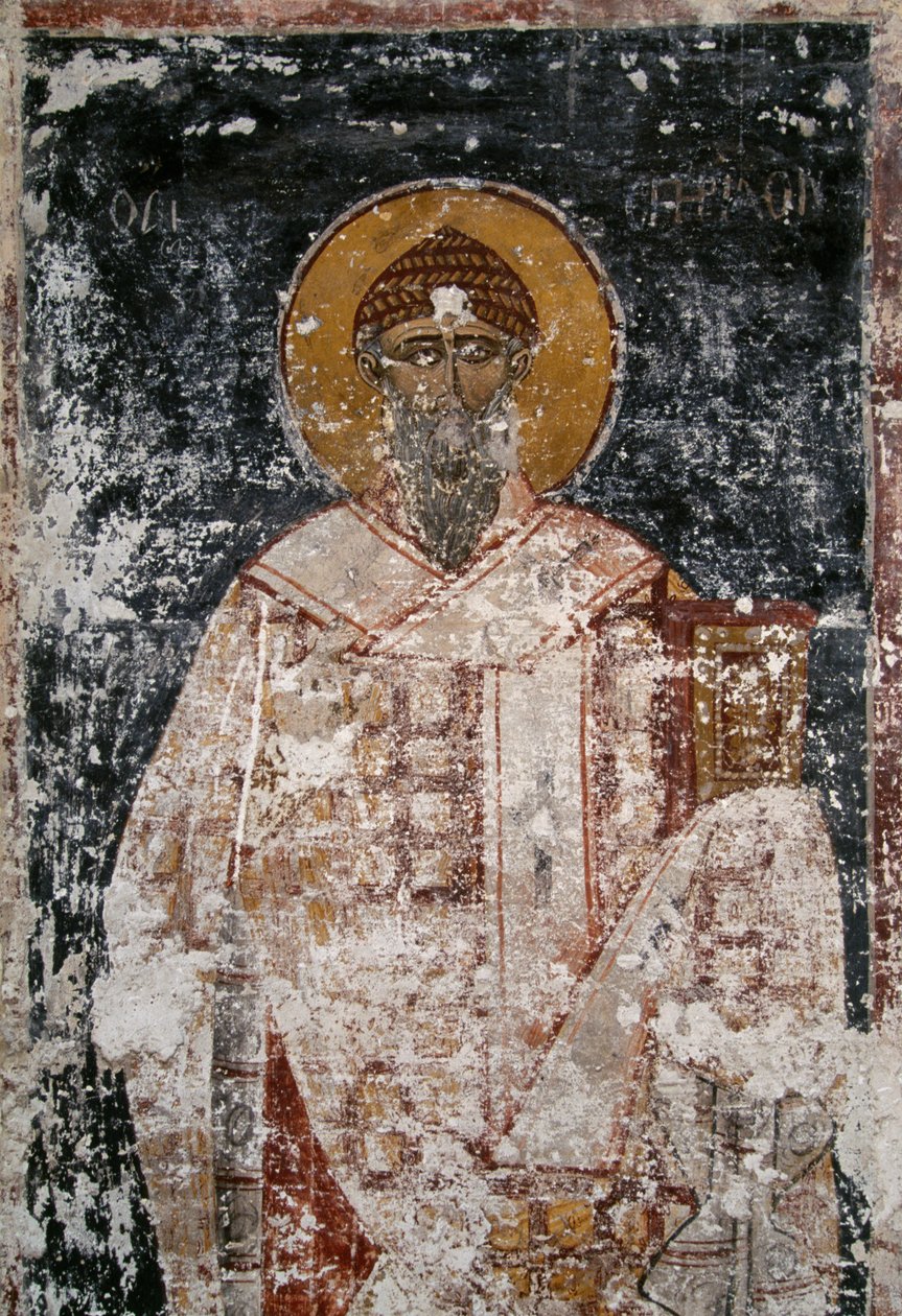 Apoštol, freska v byzantském kostele svatých apoštolů v Agora v Aténách, Řecko od Unbekannt Unbekannt