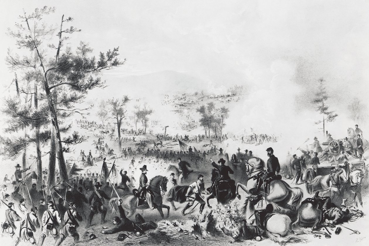 Bitva u Gettysburgu, vítězství unijních sil vedených Georgem Gordonem Meade a porážka generála Roberta Edwarda Lee, 1. až 3. července od Unbekannt Unbekannt