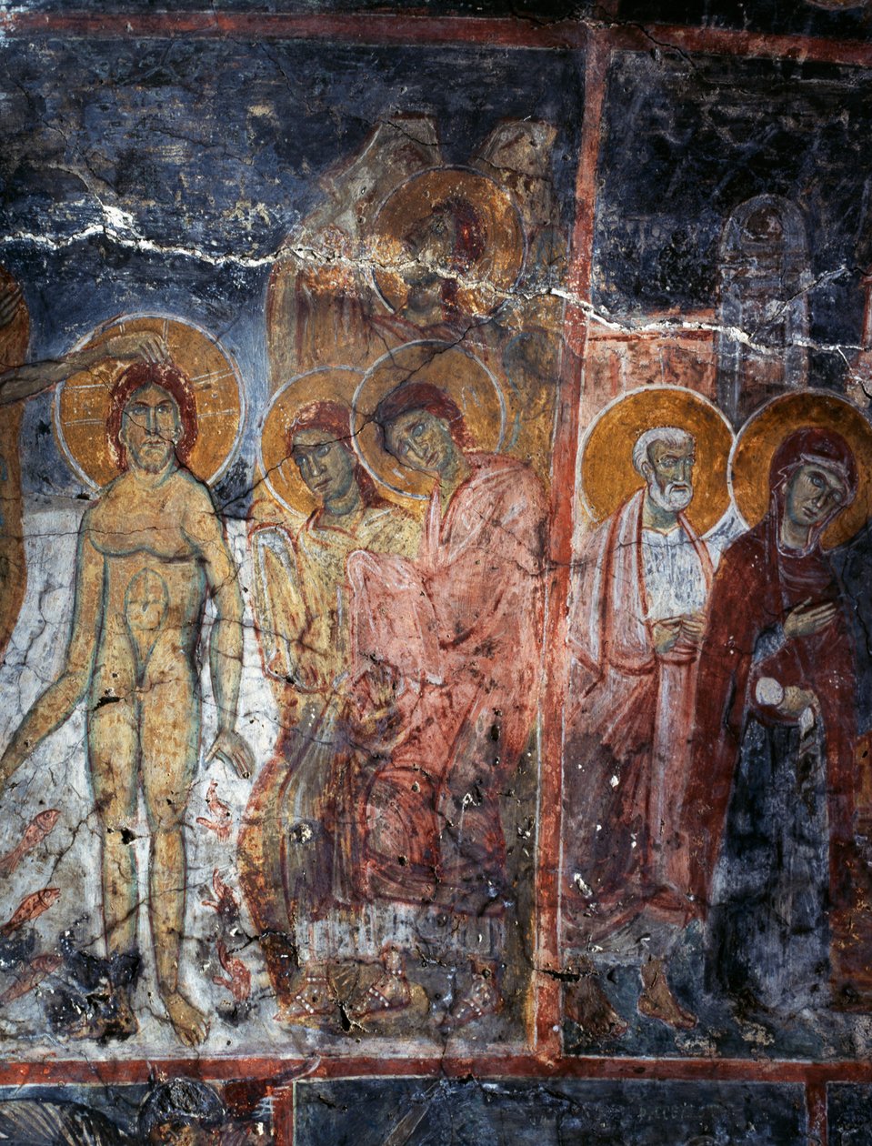 Kristus, Madona a svatí, freska v klášteře Agios Georgios, Diavaide, Kréta, Řecko (foto) od Unbekannt Unbekannt