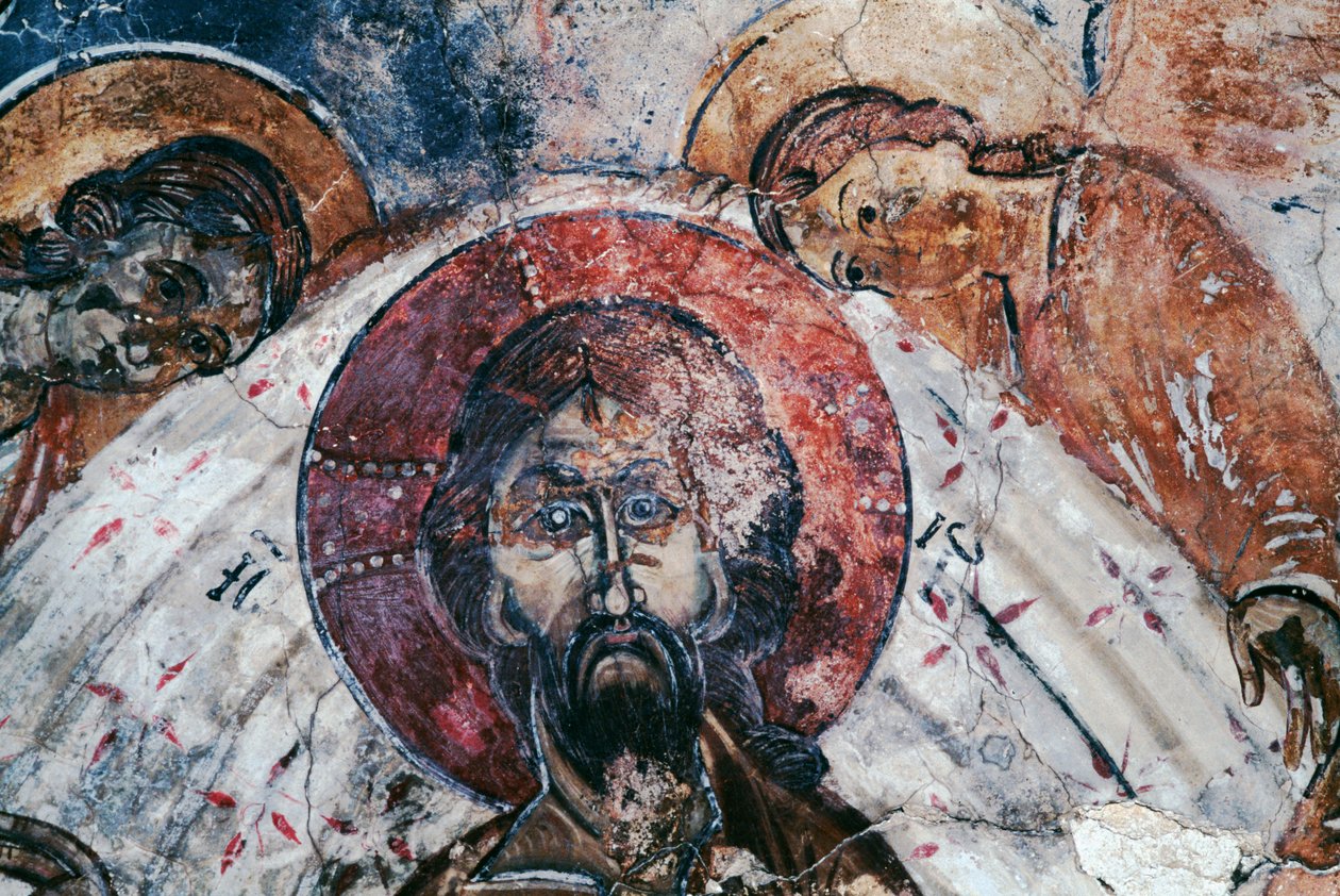 Kristus, freska v byzantském kostele svatého Jiří, Komitades, Kréta, Řecko (foto) od Unbekannt Unbekannt