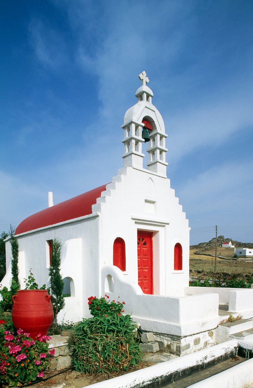 Kostel na ostrově Mykonos, Kykladské ostrovy, Řecko (foto) od Unbekannt Unbekannt