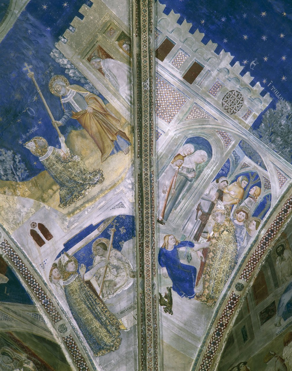 Detail z klenby v kapli St Martial, Papežský palác v Avignonu, s freskami od Unbekannt Unbekannt
