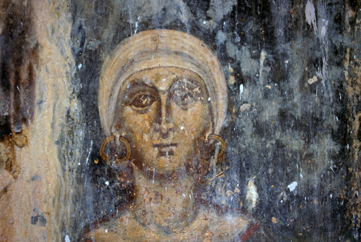 Ženská postava, freska v byzantském kostele Agios Athanasios, Kefali, Kréta, Řecko (foto) od Unbekannt Unbekannt
