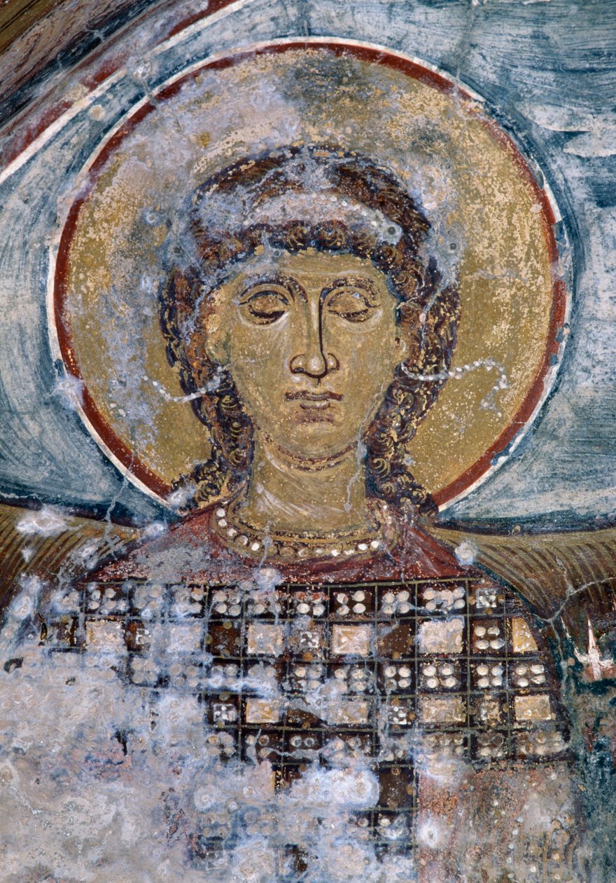 Freska se svatým v byzantském kostele Agios Georgios, Vathi, Kréta, Řecko (foto) od Unbekannt Unbekannt