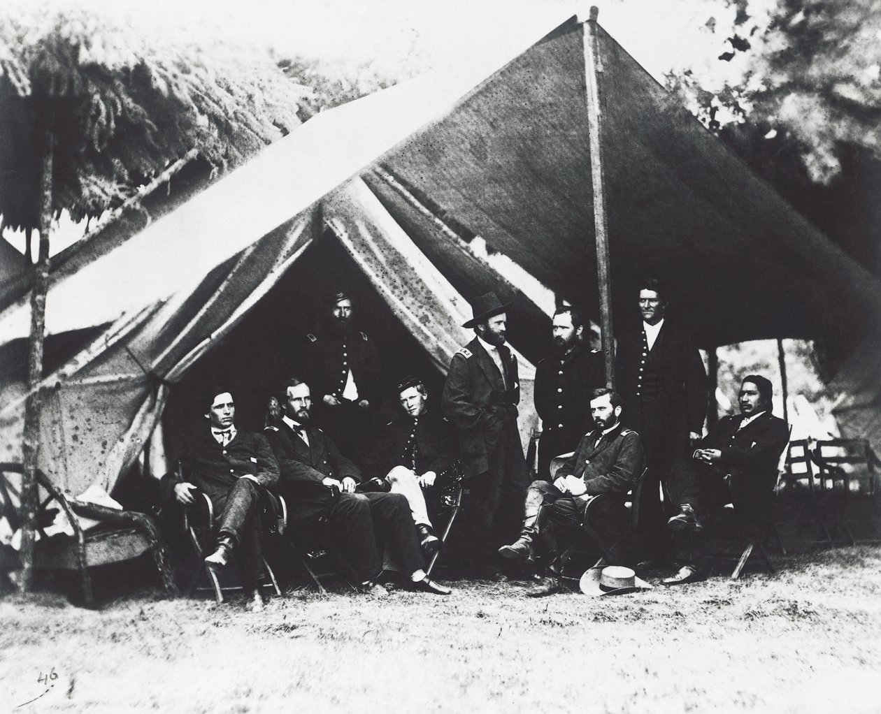 Generál Ulysses Grant a jeho zaměstnanci v City Point, léto 1864, Americká občanská válka, USA od Unbekannt Unbekannt