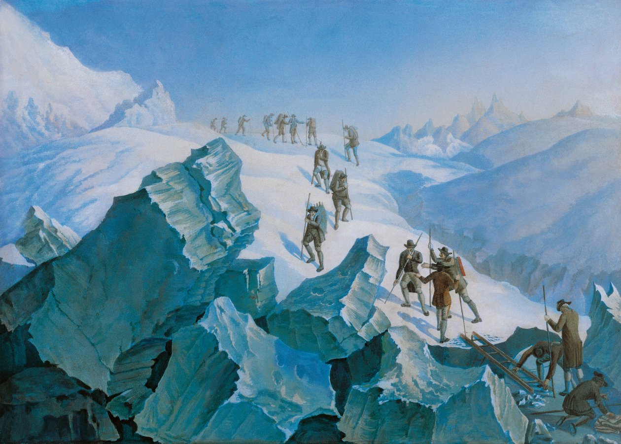 Výprava Horace-Benedicta de Saussure vracející se z vrcholu Mont Blanc, srpen 1785 od Unbekannt Unbekannt