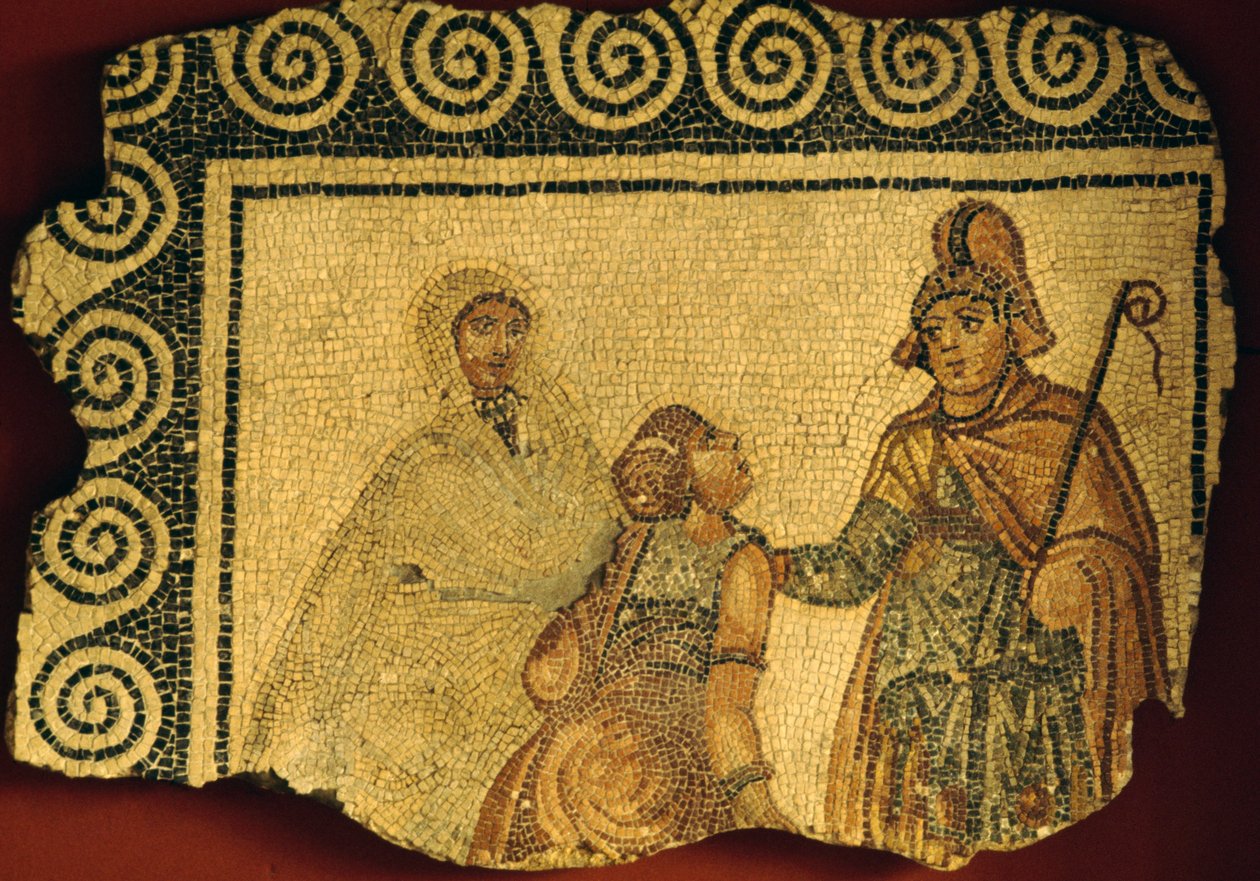 Iniciační scéna, mozaika z římské vily Negrar, Veneto, Itálie, římská civilizace od Unbekannt Unbekannt