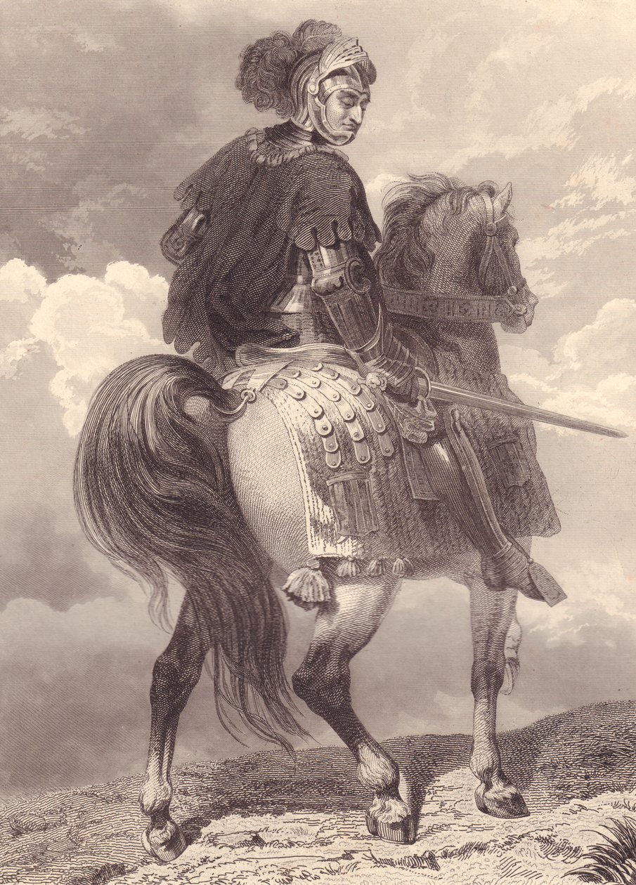Italský vojevůdce a politik Gian Giacomo Trivulzio (1440-1518), rytina, 22x16 cm, z Galerie Historique de Versailles, Histoire de France, Charles Gavard Publisher, Paříž, kolem 1840 od Unbekannt Unbekannt