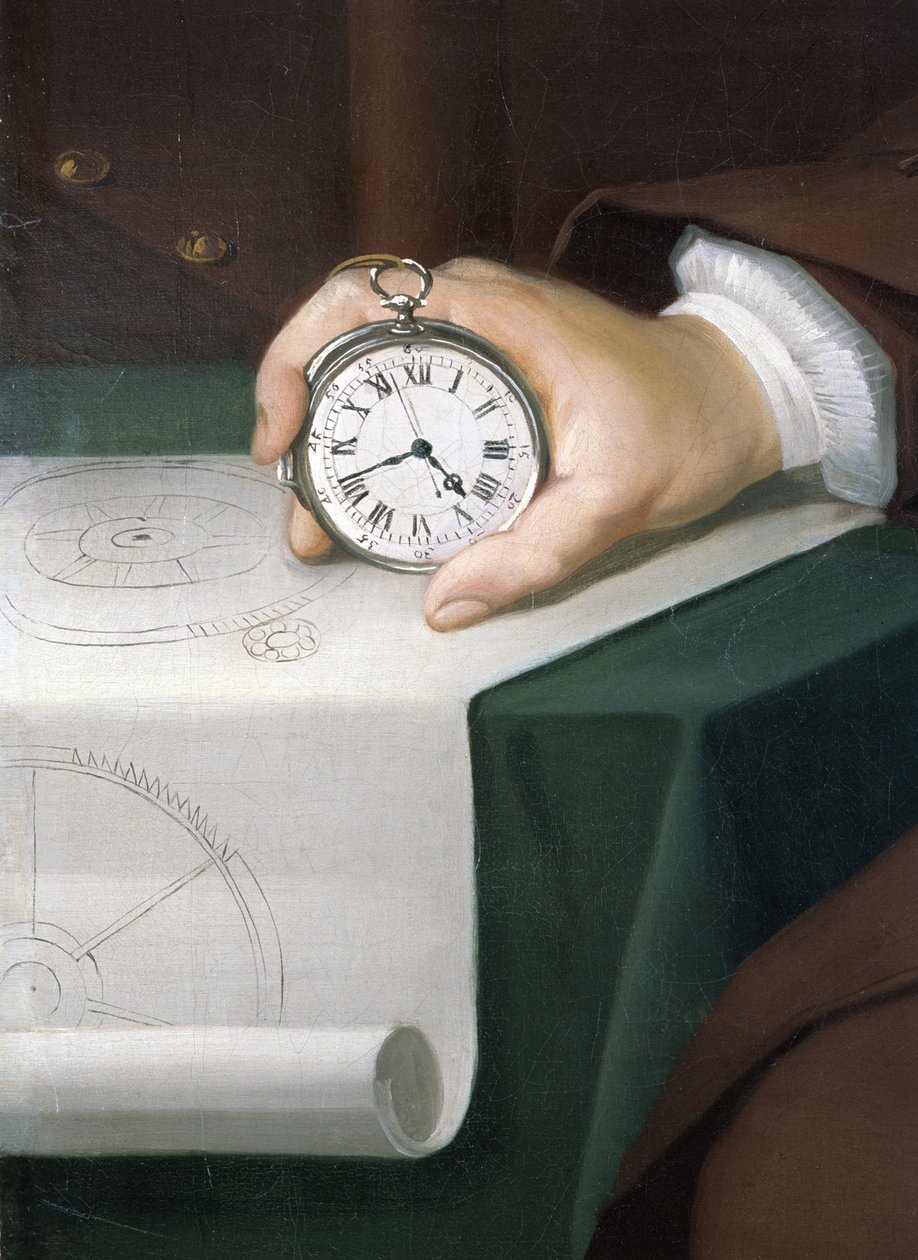 John Harrison se svým námořním chronometrem, c 1767 od Unbekannt Unbekannt