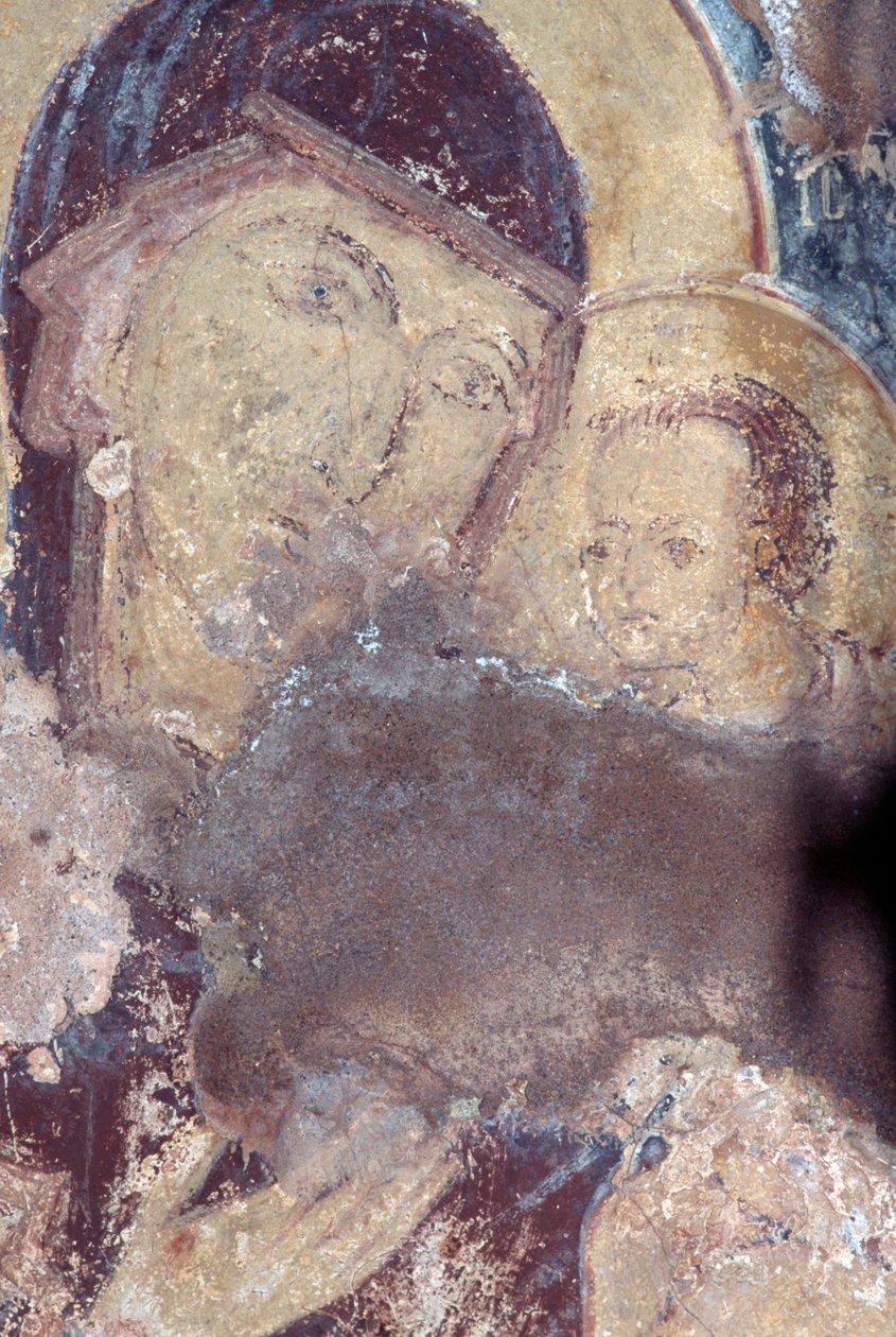 Madonna a dítě, freska v kostele Panagia, Rodovani, Kréta, Řecko (foto) od Unbekannt Unbekannt