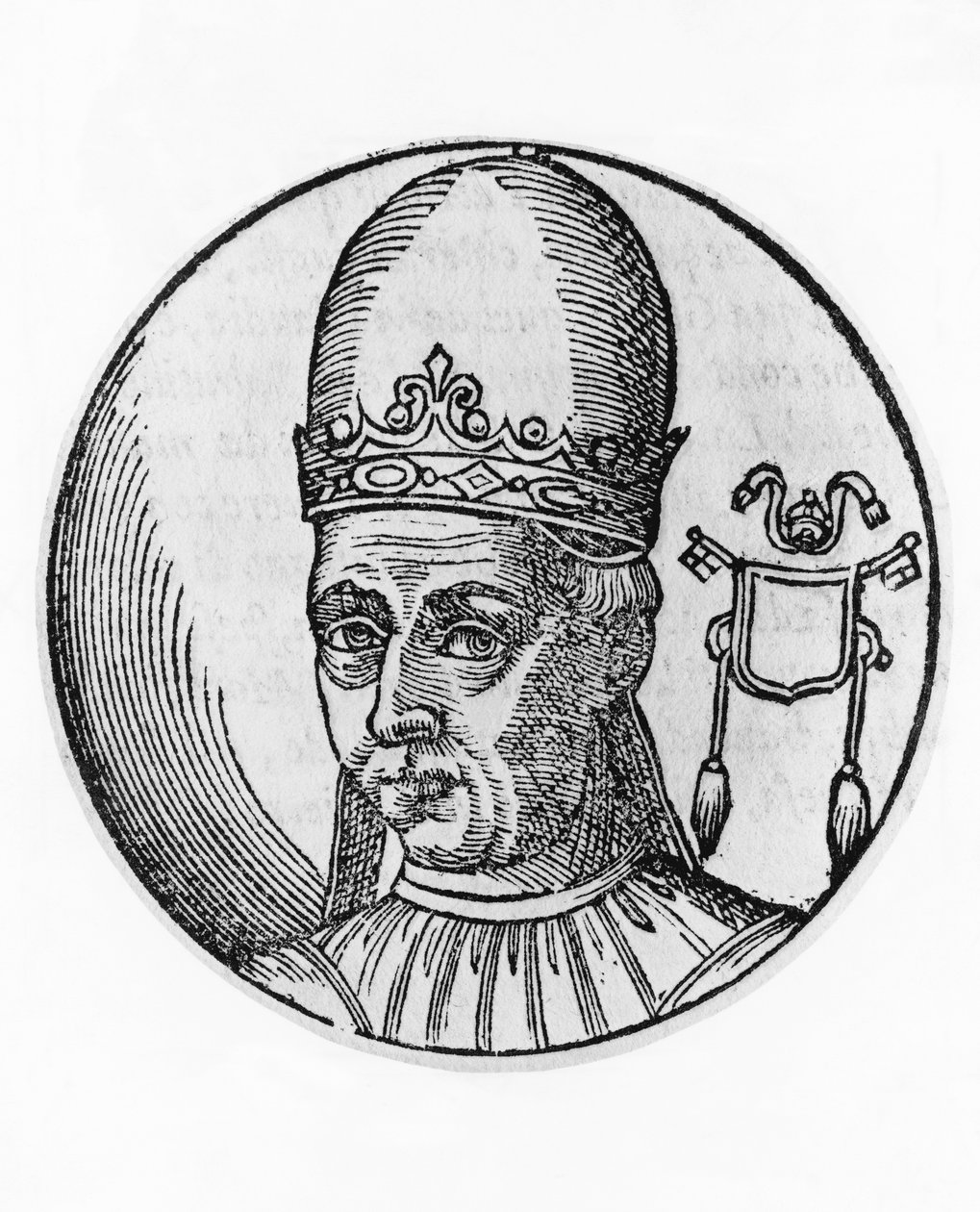 Portrét Adriana I. (700-795), 95. papeže katolické církve z roku 772, rytina od Unbekannt Unbekannt