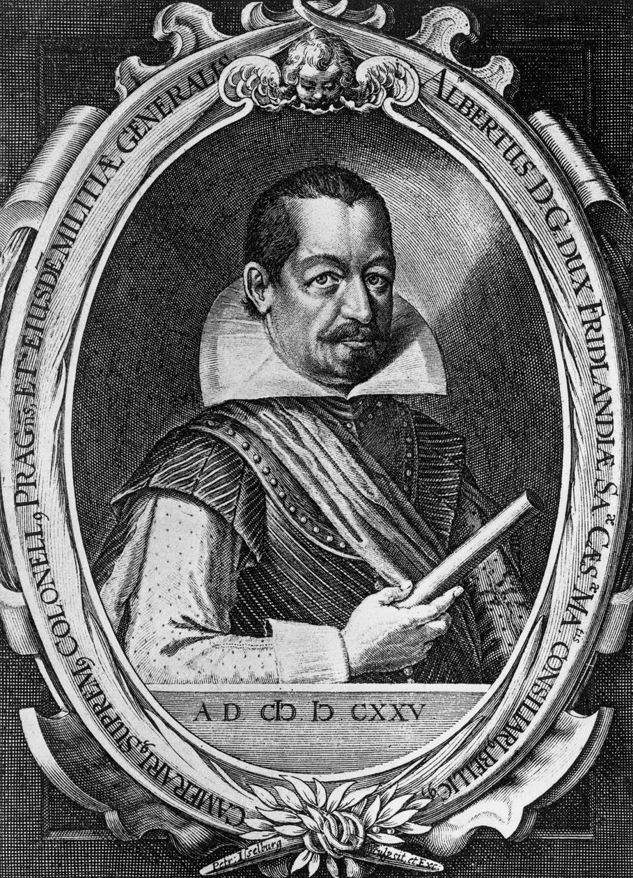 Portrét Albrechta Wenzela Eusebia von Waldstein (1583-1634), českého vojevůdce a politika, který za třicetileté války nabídl své služby císaři Ferdinandovi II., rytina Petra Isselburga (kolem 1580-cca 1631) od Unbekannt Unbekannt