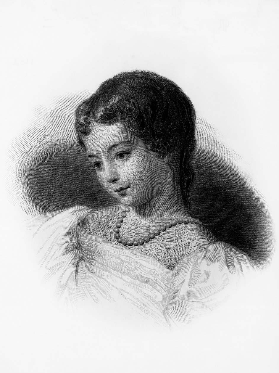 Portrét Augusty Ady Byronové, hraběnky z Lovelace (1815-1852), anglické matematičky a spisovatelky, je považována za první počítačovou programátorku, rytina od Unbekannt Unbekannt