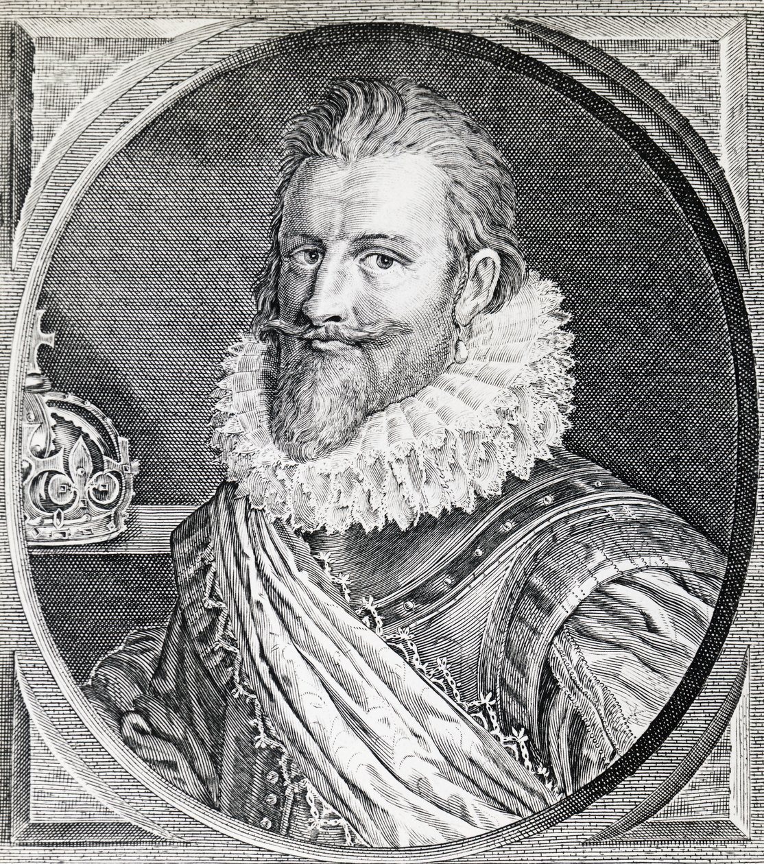 Portrét Christiana IV (1588-1648), krále Dánska a Norska, rytina od Unbekannt Unbekannt