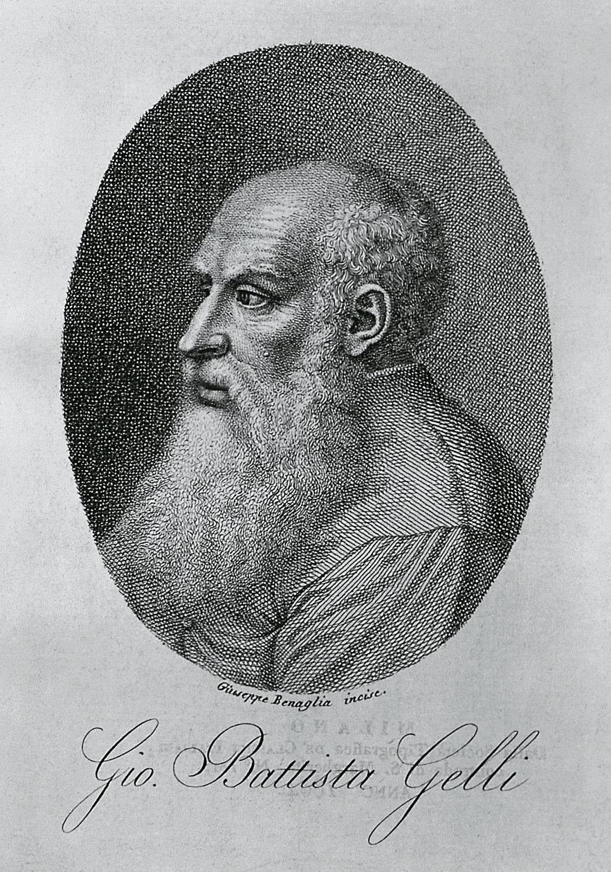 Portrét Giovana Battisty Gelliho (1498-1563), italského filozofa, spisovatele a učence, rytina Giuseppe Benaglia (cca 1796-cca 1830) od Unbekannt Unbekannt