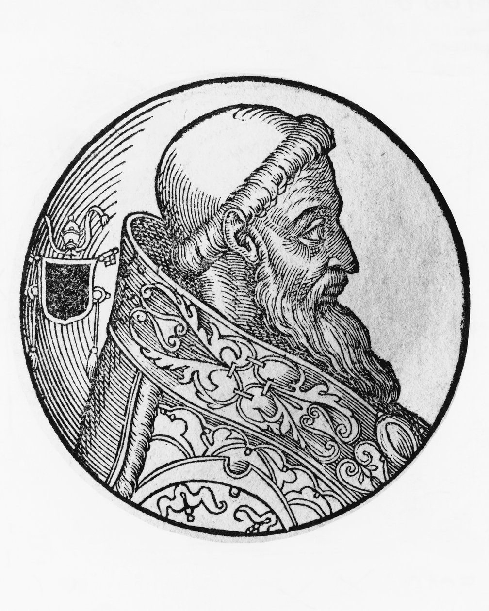 Portrét Honoria I. (zemřel 638), 70. papeže katolické církve z roku 625, rytina od Unbekannt Unbekannt
