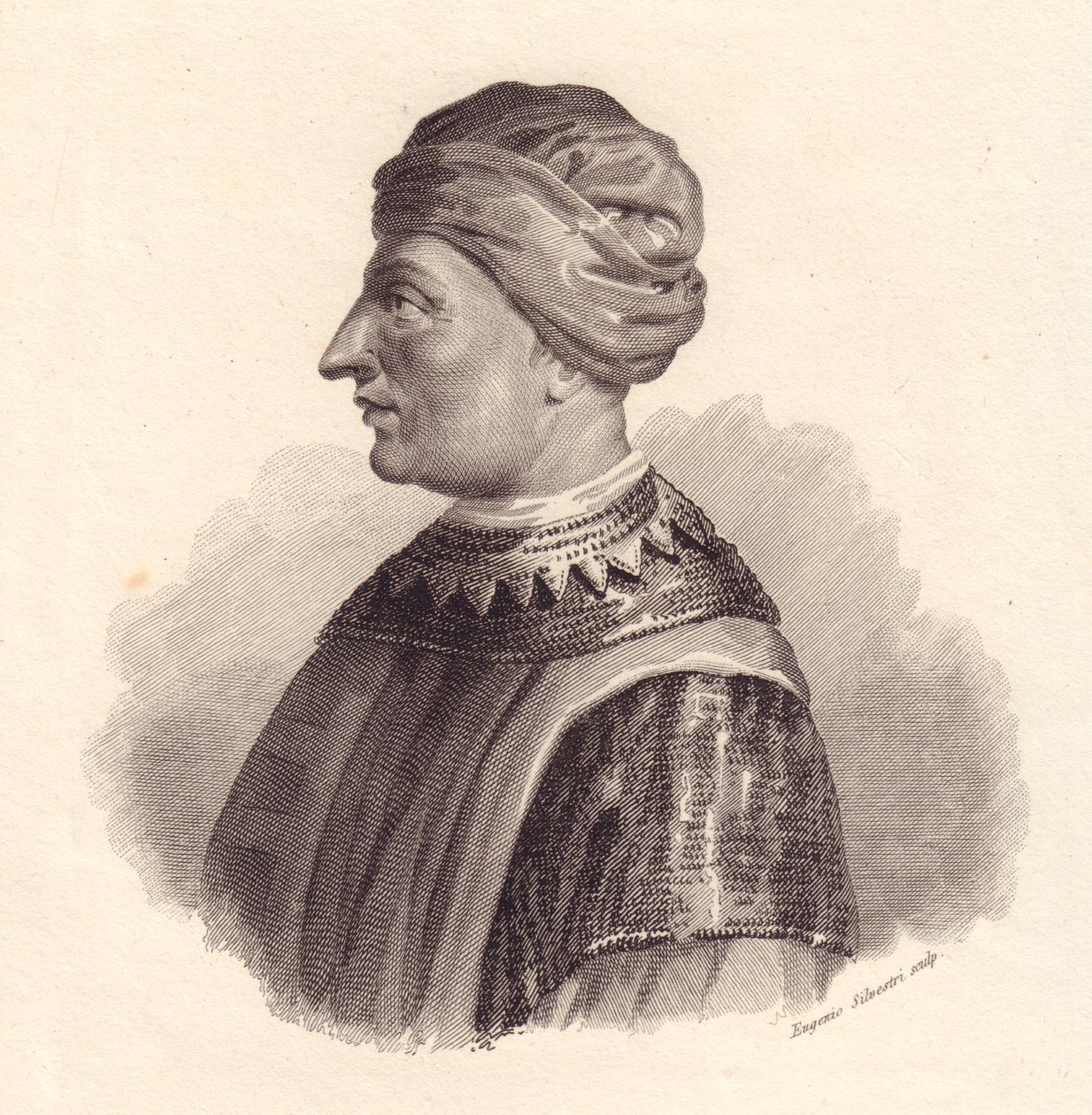 Portrét italského vojevůdce Can Francesco della Scala, také známý jako Cangrande I (1291-1329), mědirytina Eugenio Silvestri od Unbekannt Unbekannt