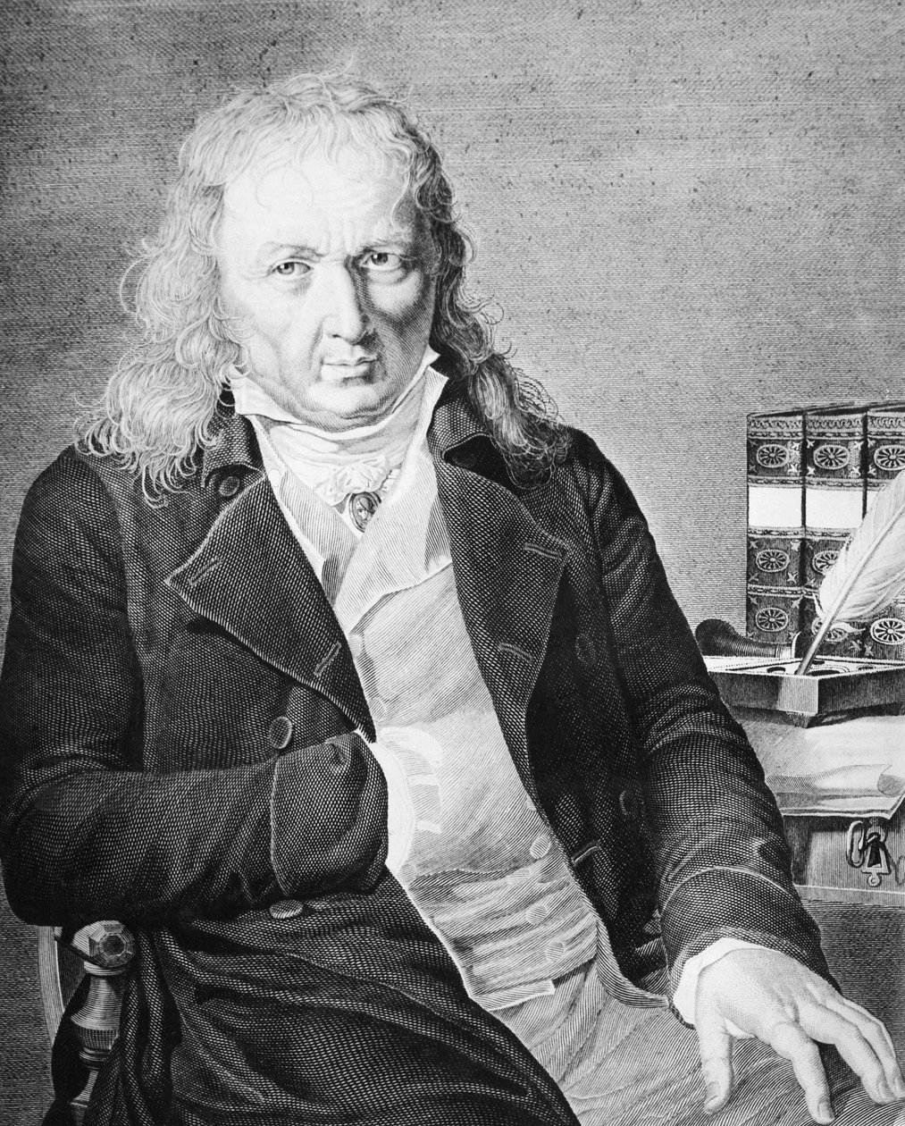Portrét Jacques Bernardin Henri de Saint-Pierre (1737-1814), francouzský spisovatel a botanik, rytina od Unbekannt Unbekannt