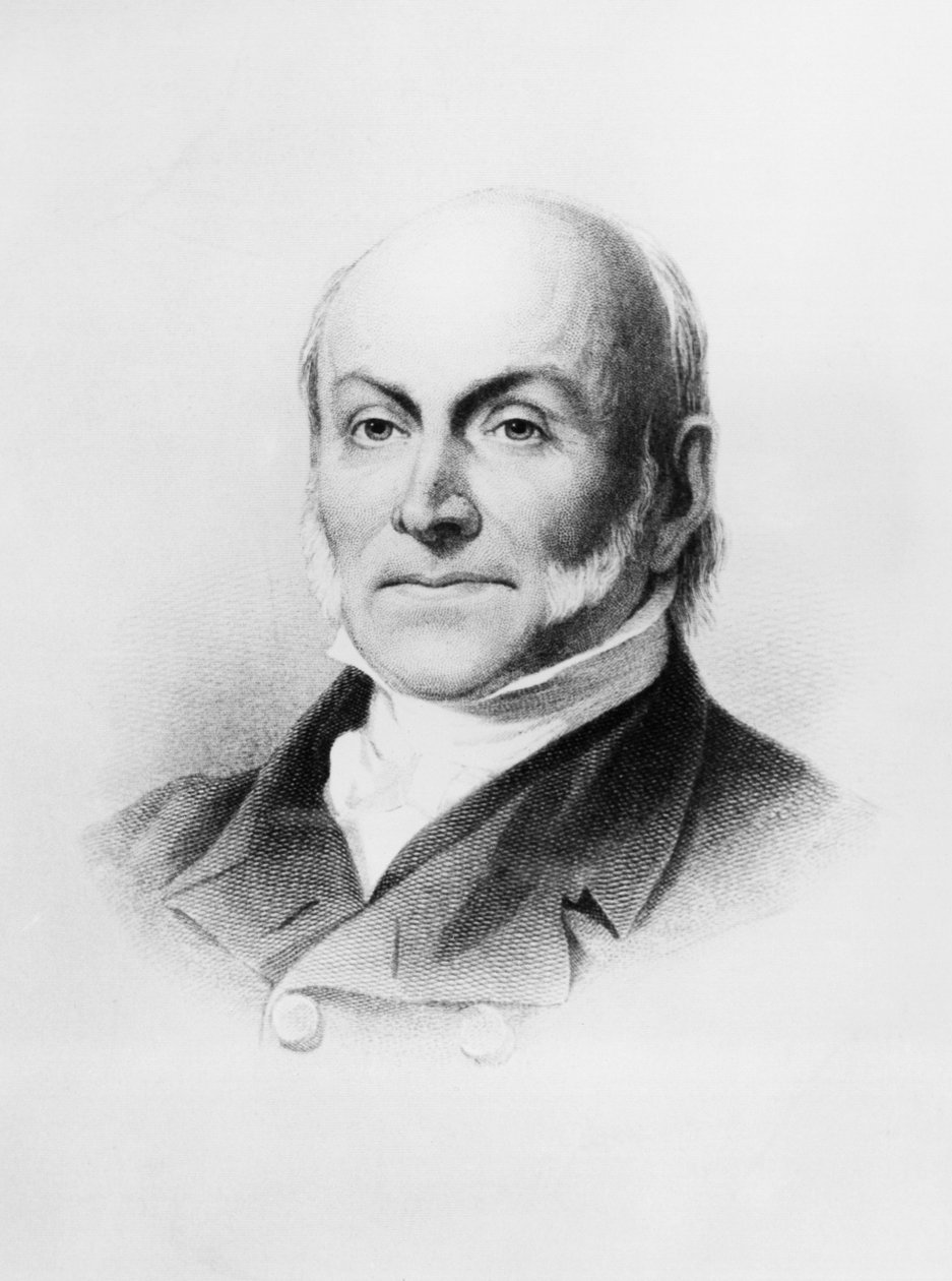 Portrét Johna Quincyho Adamse (1767-1848), amerického diplomata a politika, který sloužil jako 6. prezident Spojených států v letech 1825 až 1829, rytina po malbě od George Petera Alexandera Healyho (1818-1894) od Unbekannt Unbekannt