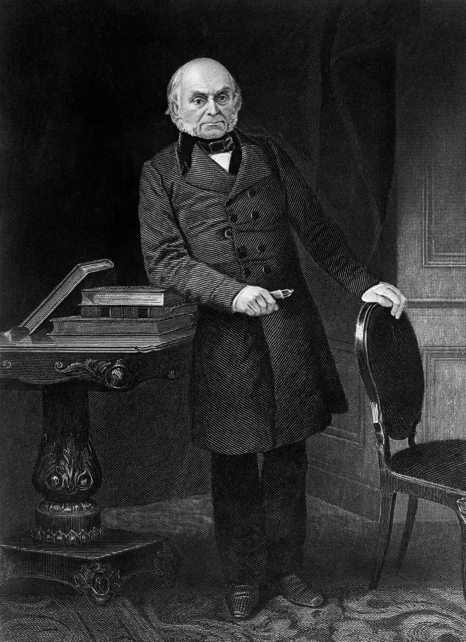Portrét John Quincy Adams (1767-1848), americký politik a diplomat, který byl 6. prezidentem Spojených států v letech 1825 až 1829, rytina od Unbekannt Unbekannt