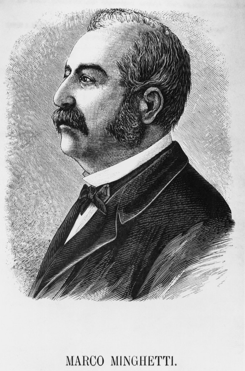 Portrét Marca Minghettiho (1818-1886), italského ekonoma a státníka, který byl předsedou vlády Italského království v letech 1863 až 1864 a v letech 1873 až 1876, rytina od Unbekannt Unbekannt