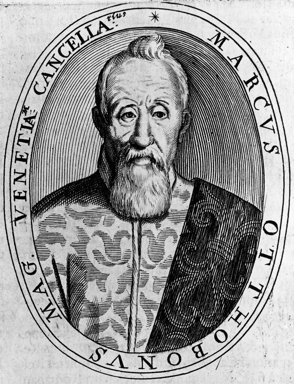 Portrét Marca Ottoboniho (1554-1649), velkého kancléře Benátek, rytina od Unbekannt Unbekannt