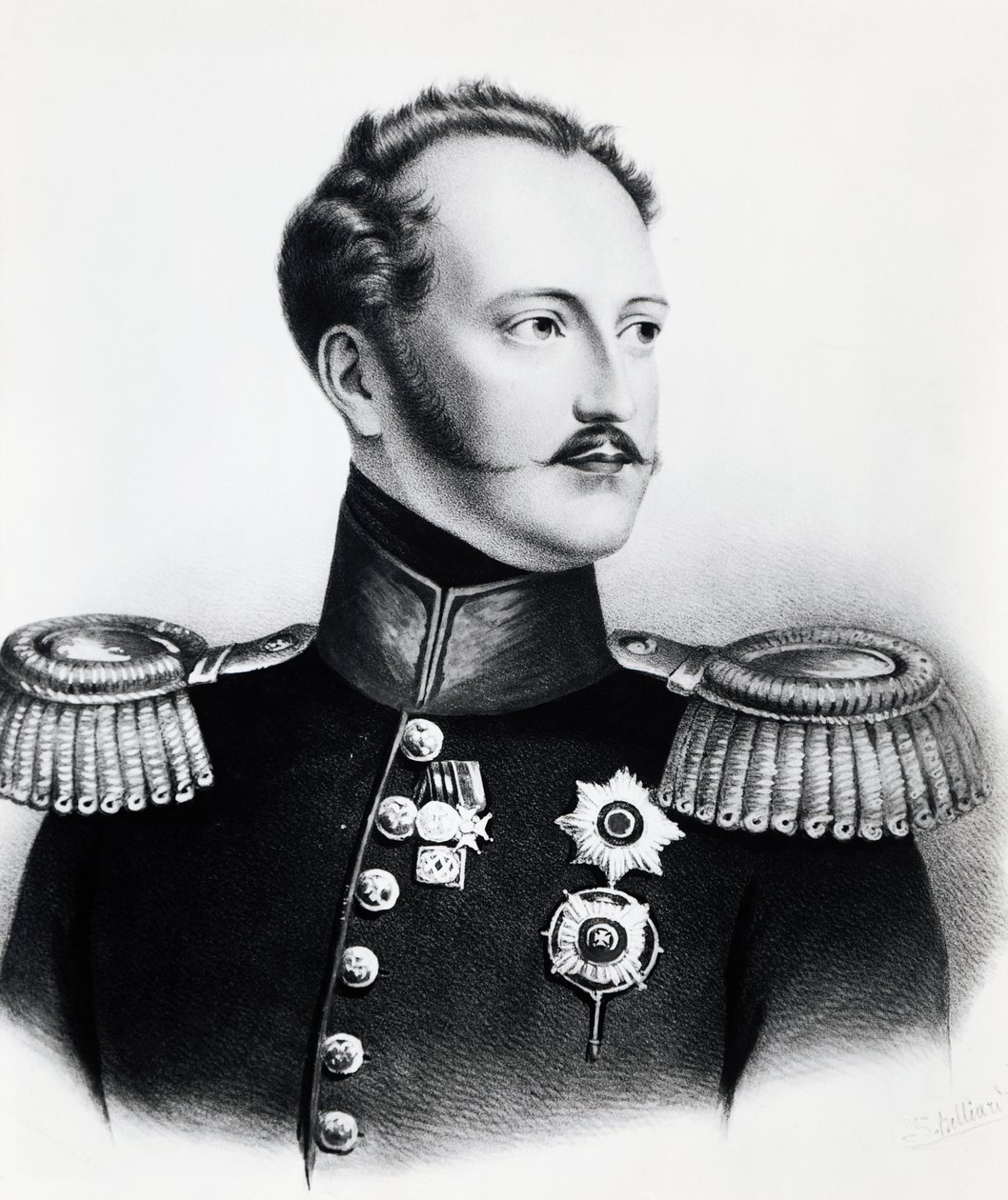 Portrét Nicholas I Romanov (1796-1855), car Ruska od roku 1825 do roku 1855, rytina od Unbekannt Unbekannt