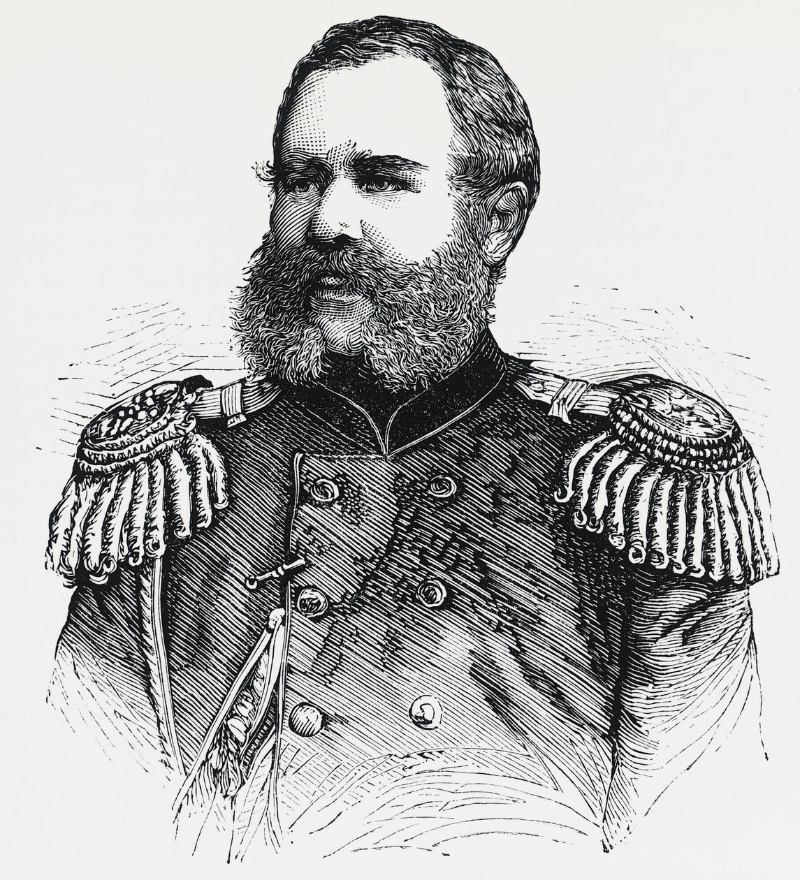 Portrét Nikolaje Obručeva (1830-1904), ruského generála, rytina od Unbekannt Unbekannt