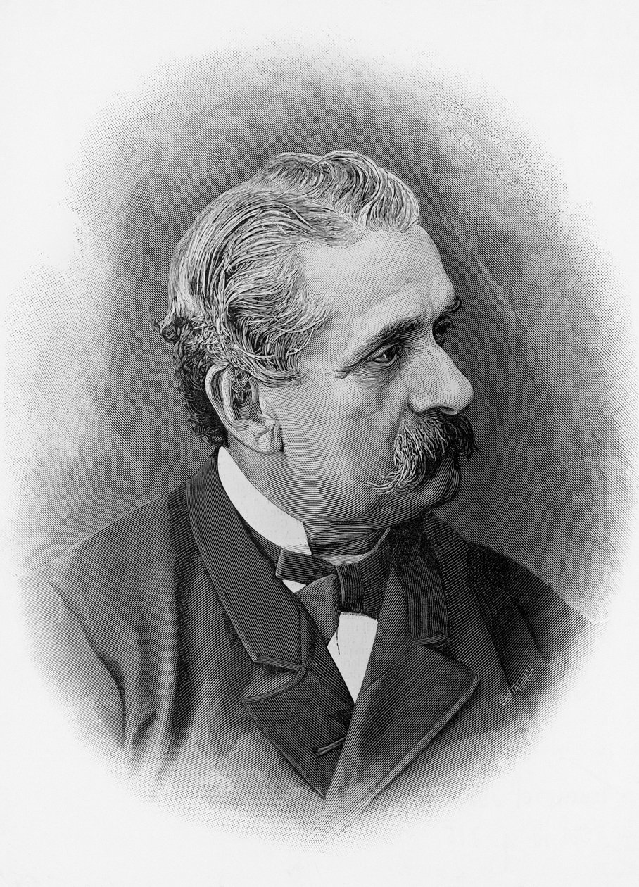 Portrét Paola Ferrariho (1822-1889), italského dramatika a spisovatele, rytina od Unbekannt Unbekannt