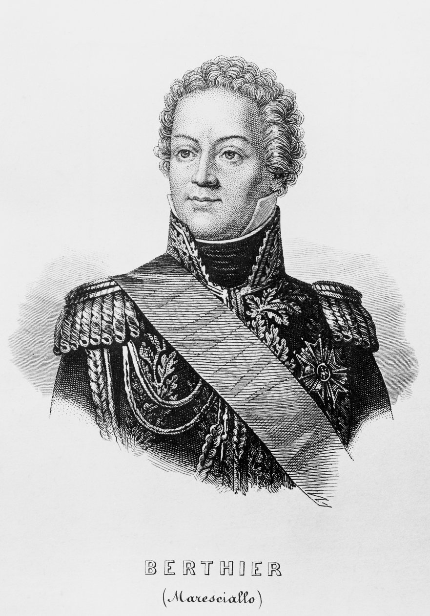 Portrét prince Louise-Alexandra Berthiera (1753-1815), francouzského generála, francouzského maršála a ministra války první francouzské říše, rytina od Unbekannt Unbekannt