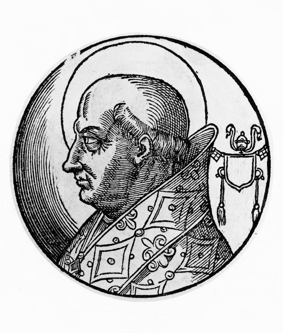 Portrét svatého Agapeta I. (zemřel 536), 57. papež katolické církve z roku 535, rytina od Unbekannt Unbekannt