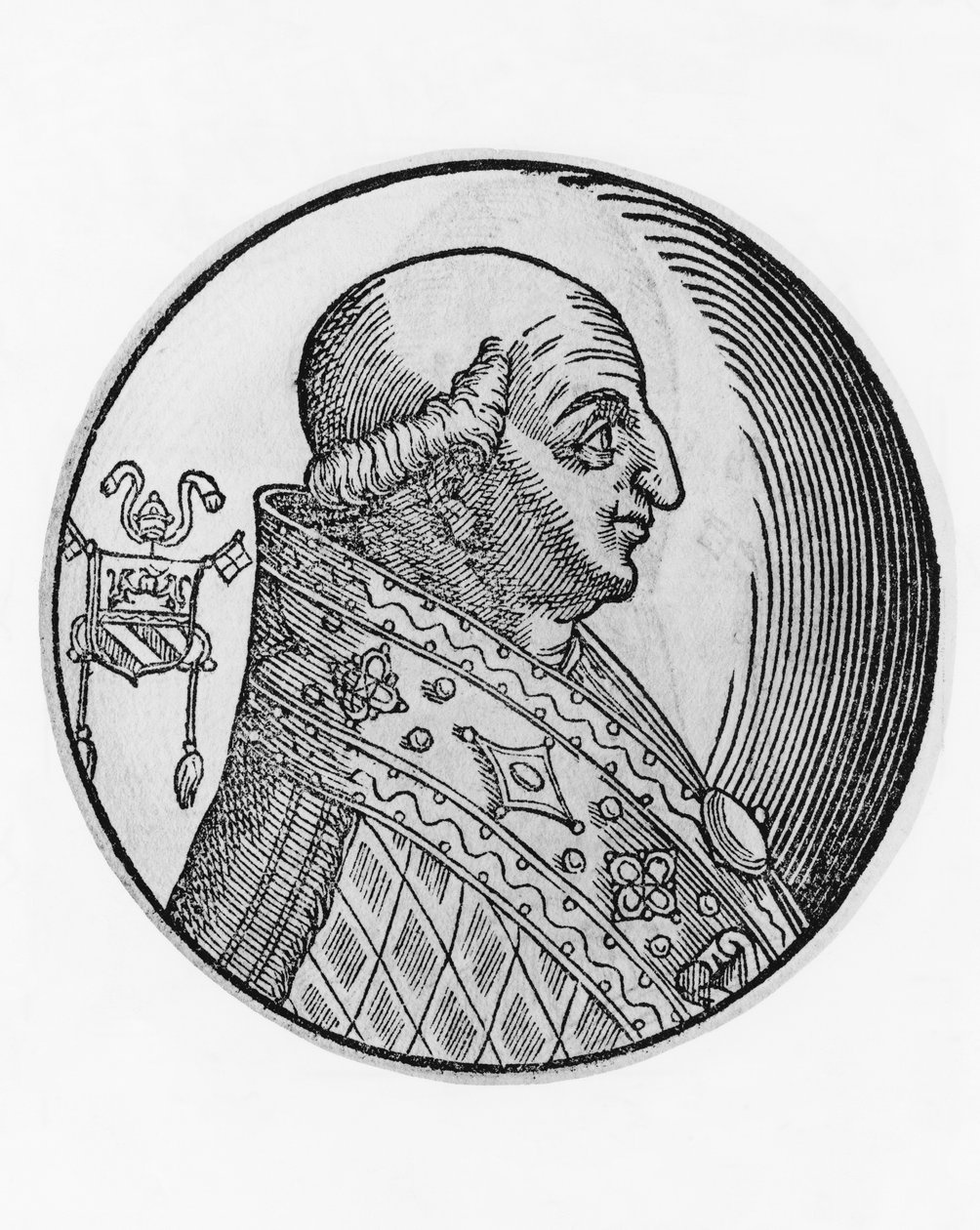 Portrét svatého Řehoře II. (669-731), 89. papež katolické církve z roku 715, rytina od Unbekannt Unbekannt