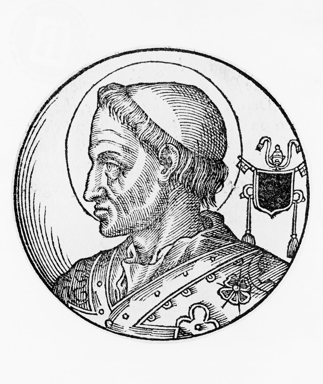 Portrét Saint Hormisdas (zemřel 523), 52. papež katolické církve z roku 514, rytina od Unbekannt Unbekannt